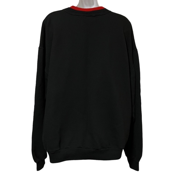 Vintage Morning Sun Red Cardinal Bird Snowflake Double Collar Holiday Sweatshirt - Picture 6 of 8